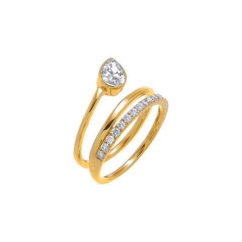 Lab Grown Diamond Pear Bezel Double Wrap Ring 14K