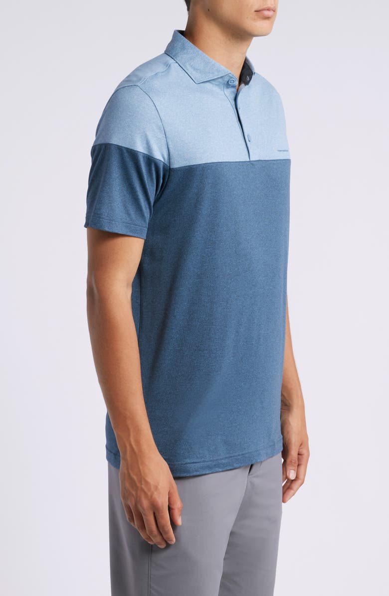 TravisMathew Heater Pro Colorblock Performance Golf Polo, Alternate, color, Dark Teal