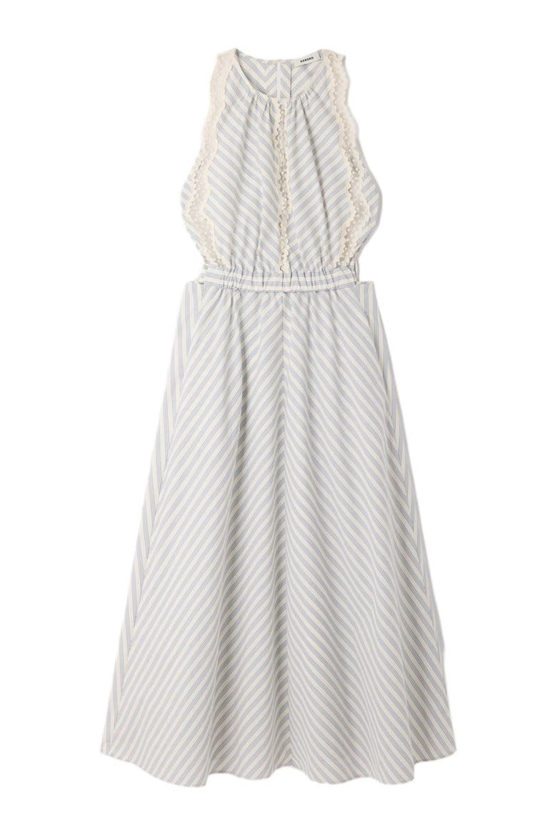gray and white striped maxi dress Collins Striped Maxi Dress in Grey