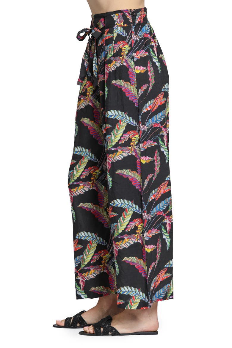 Print Tie Waist Crop Wide Leg Pants, Alternate, color, BLACK MULTI