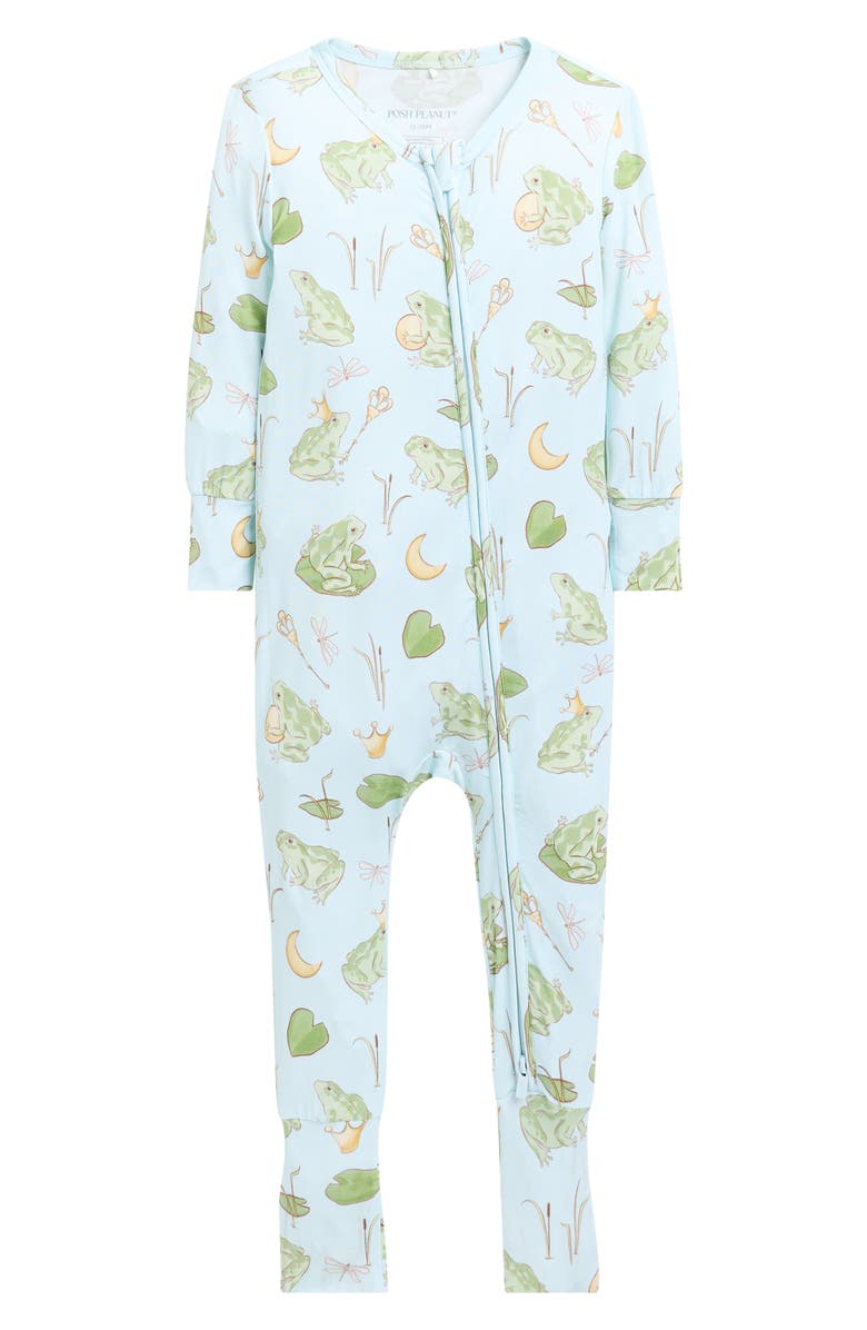 Posh Peanut Frog Prince Print Convertible Zip-Up Footie, Main, color, Light/ Pastel Green