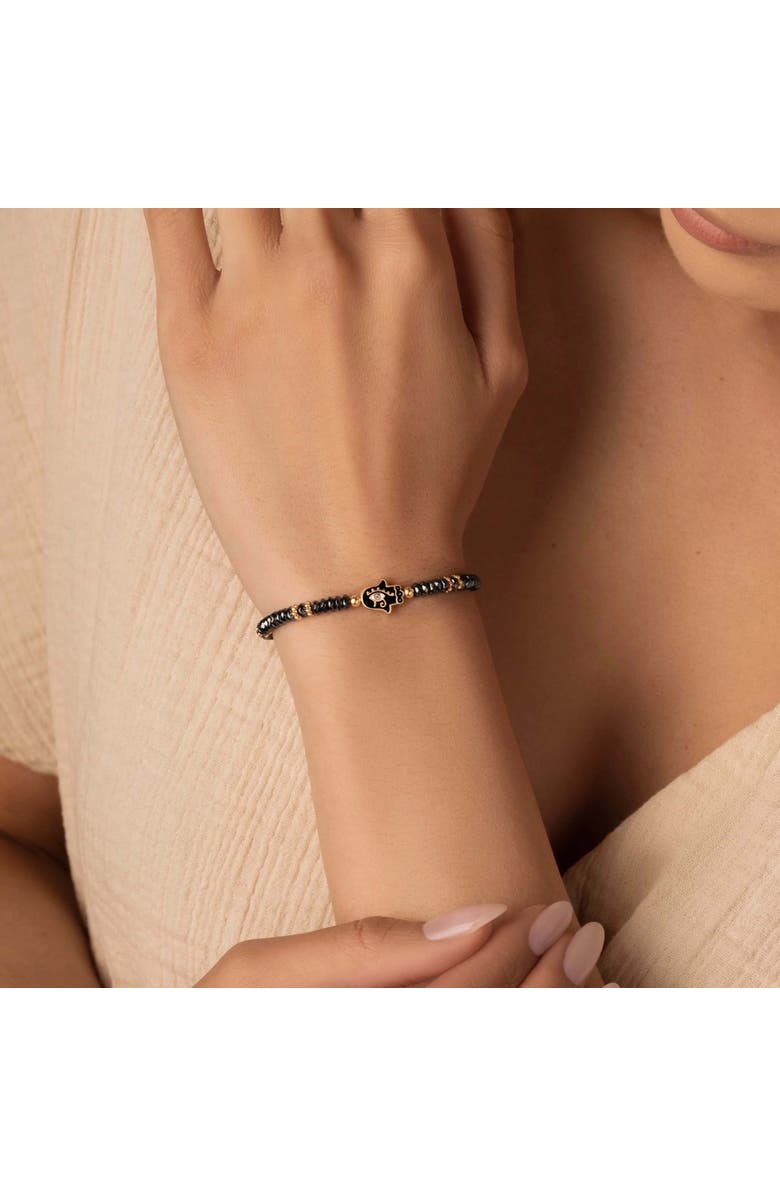 Karma and Luck Intuitive Guardian - Eye of Horus Hamsa Hematite Bracelet, Alternate, color, Black/Gold