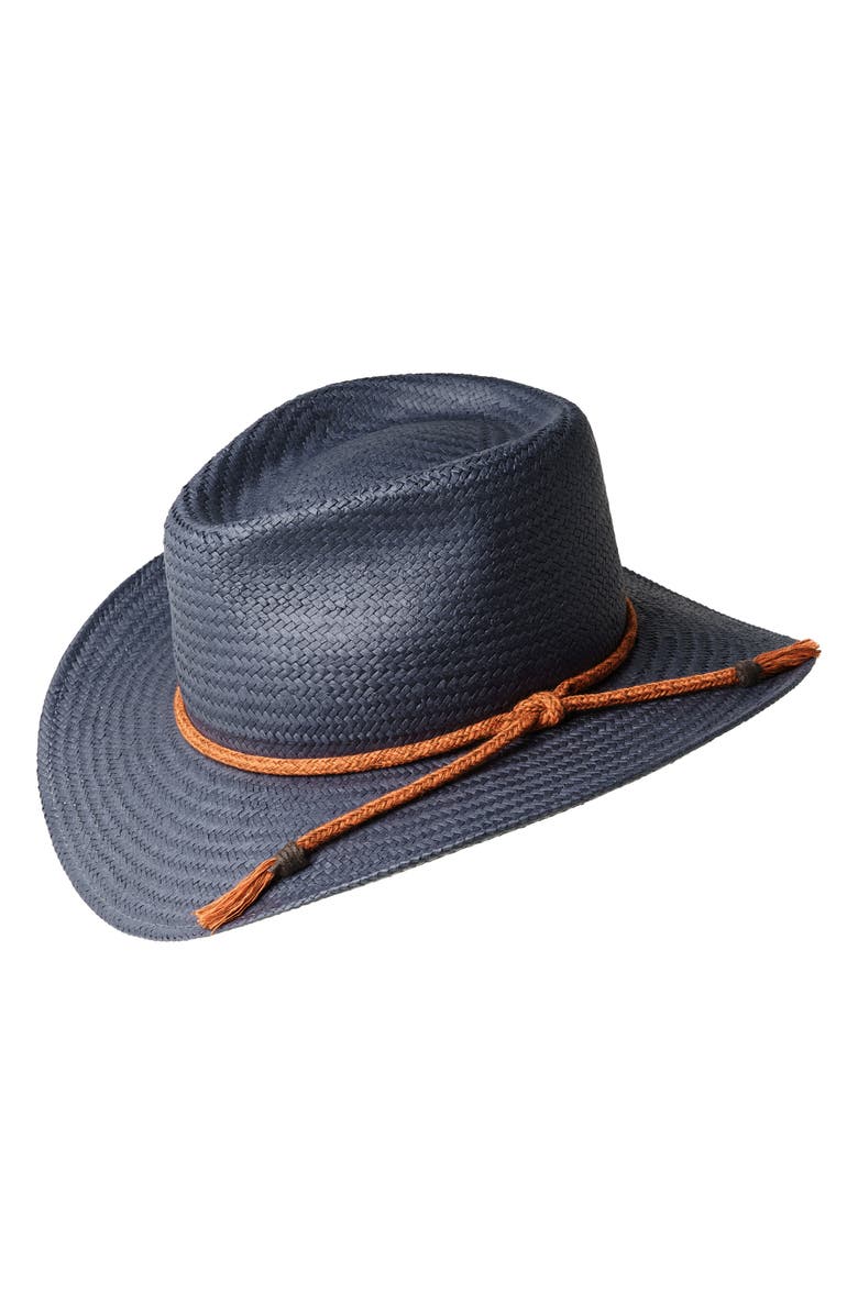 Bailey Dayton Paper Straw Fedora, Main, color, Navy
