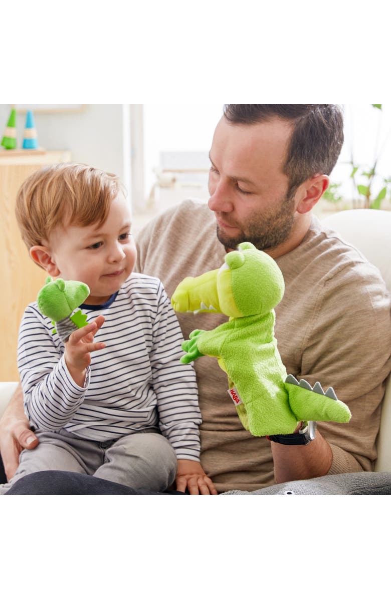 HABA Crocodile & Baby Finger Puppet Set - Hand Puppets for Kids - Toddler Pretend Play and Puppet Theater Toddler Activities and Learning Toys, Alternate, color, 