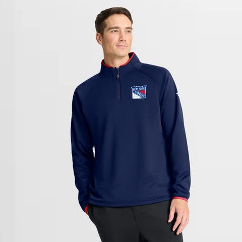 Men's Fanatics Navy New York Rangers Authentic Pro Rink Raglan Quarter-Zip Pullover