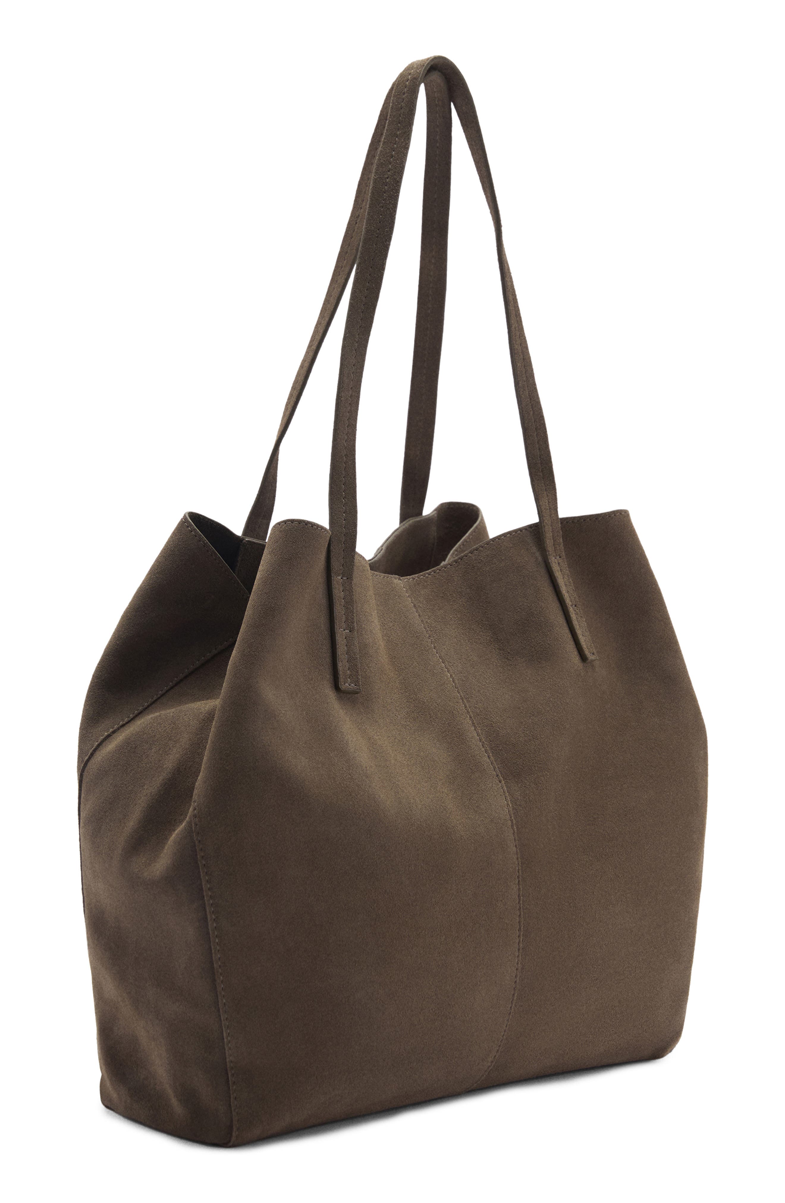 MANGO Suede Shopper Bag, Alternate, color, Khaki Green