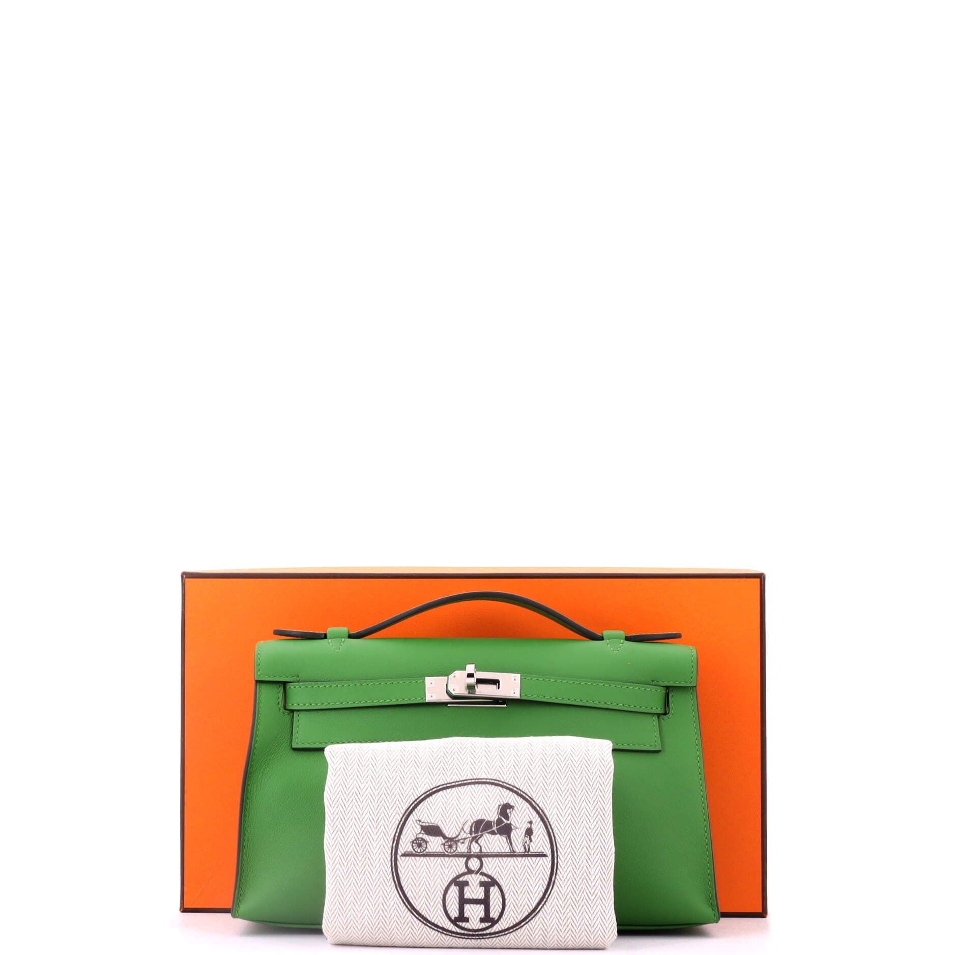 Pre-Owned Hermes Kelly Pochette Evercolor, Alternate, color, Vert Yucca