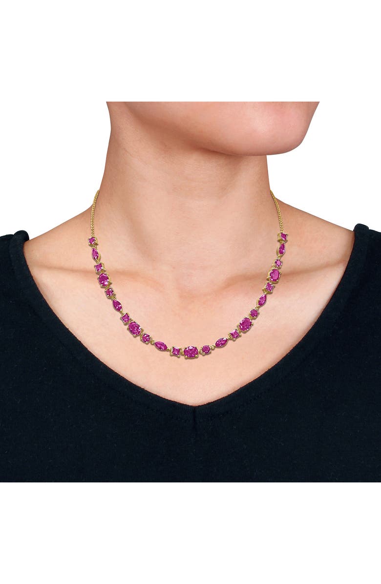 DELMAR Lab Created Pink Sapphire Necklace, Alternate, color, Pink