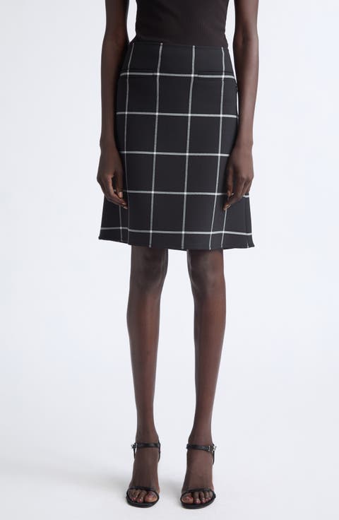 Windowpane Check Skirt