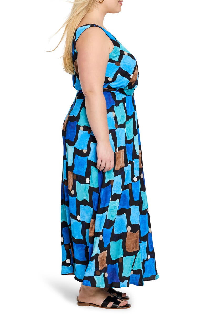 NIC+ZOE Sea Glass Bianca Tie Belt Maxi Dress, Alternate, color, Blue Multi