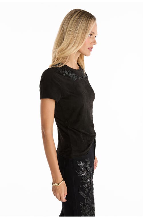 The Noli Shop Amaya Floral Sequin T-shirt In Black