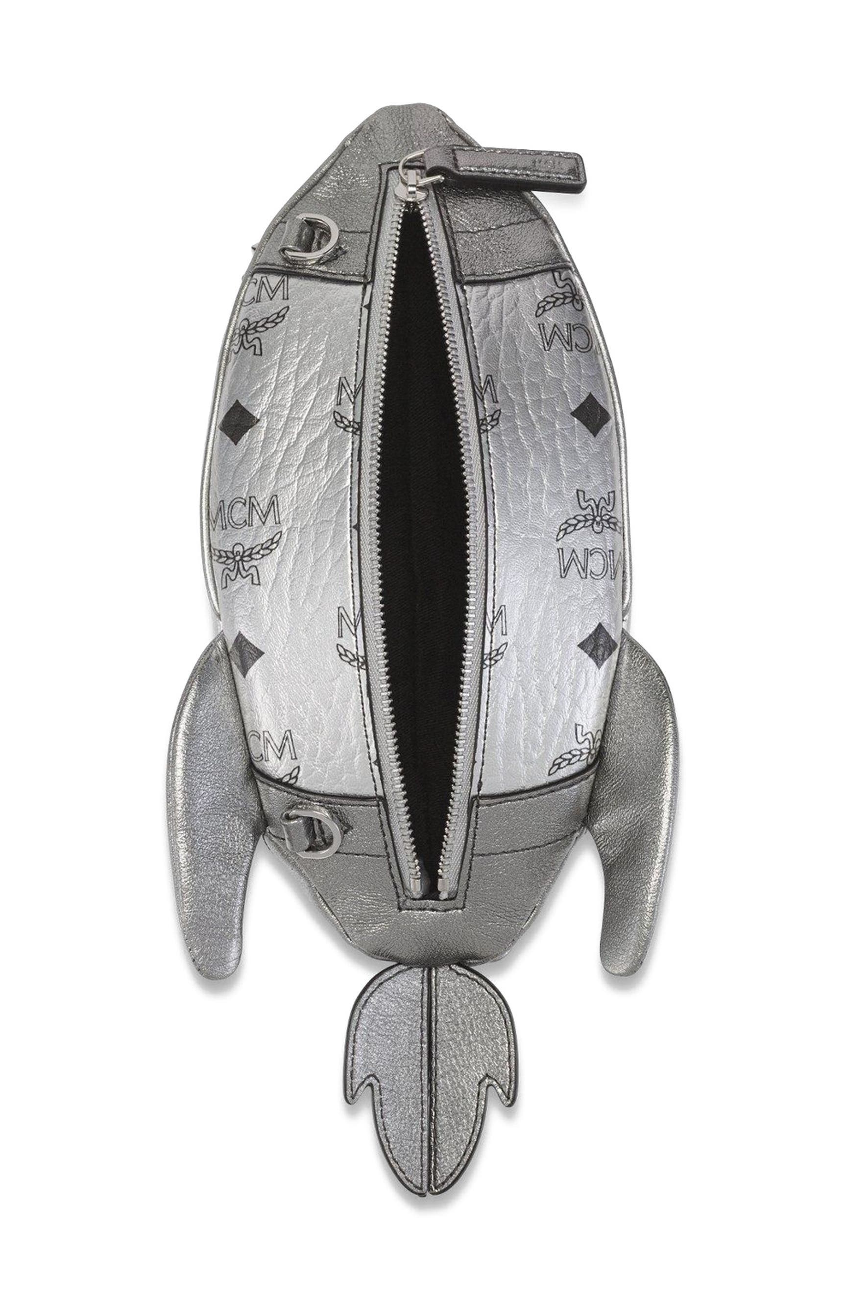 MCM Aren Rocket Crossbody in Visetos, Alternate, color, Silver