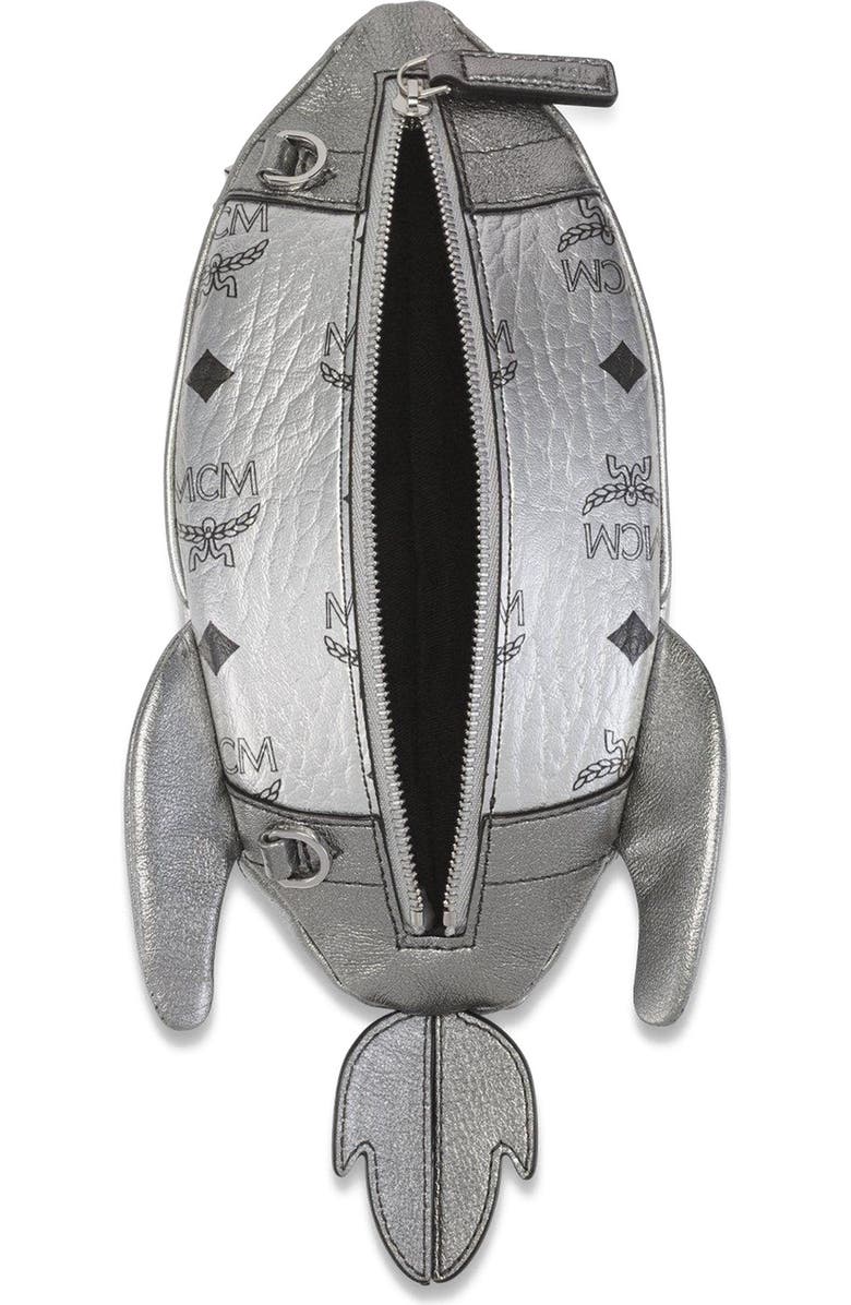 MCM Aren Rocket Crossbody in Visetos, Alternate, color, Silver