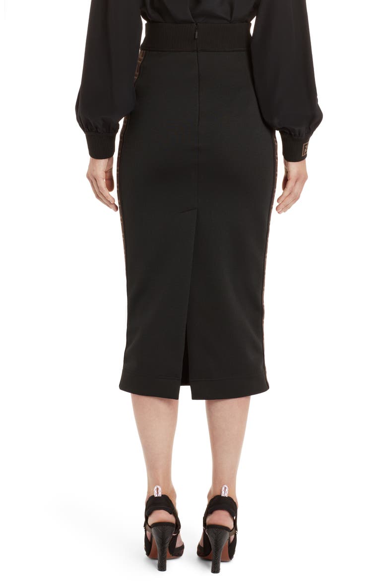 Logo Stripe Jersey Pencil Skirt, Alternate, color, BLACK