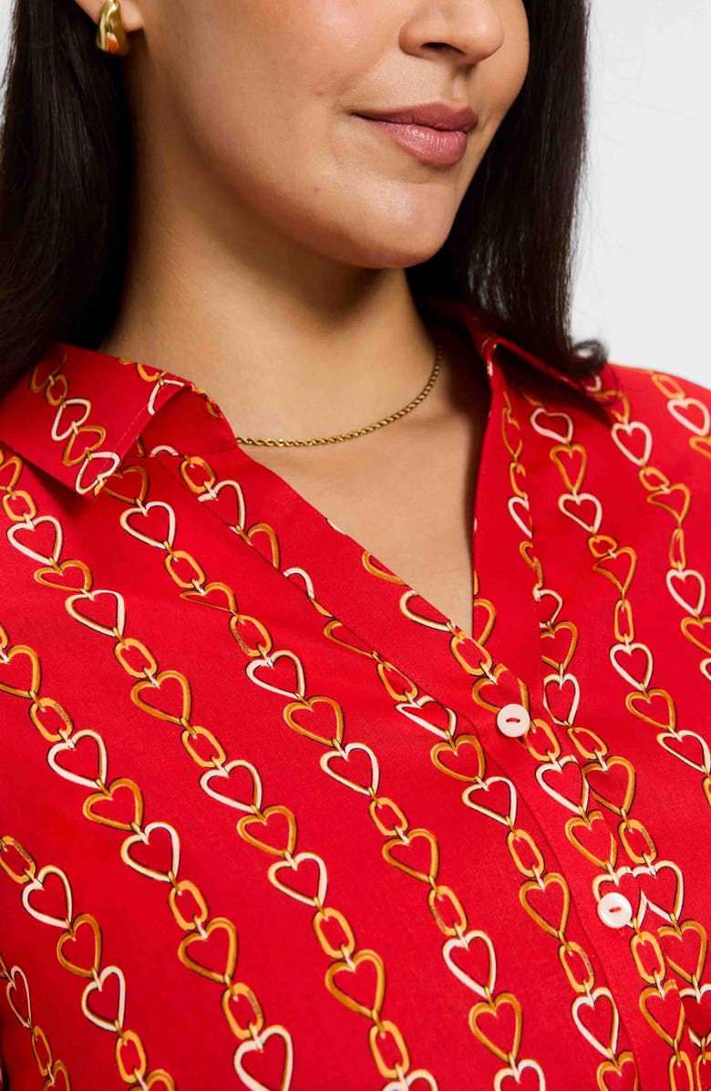 Foxcroft Mary Love Chain Print Cotton Button-Up Shirt, Alternate, color, 