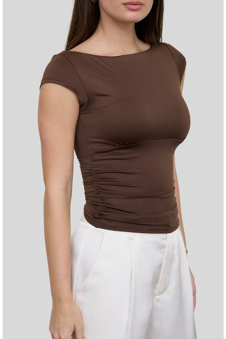 Boat Neck Top, Alternate, color, DARK BROWN