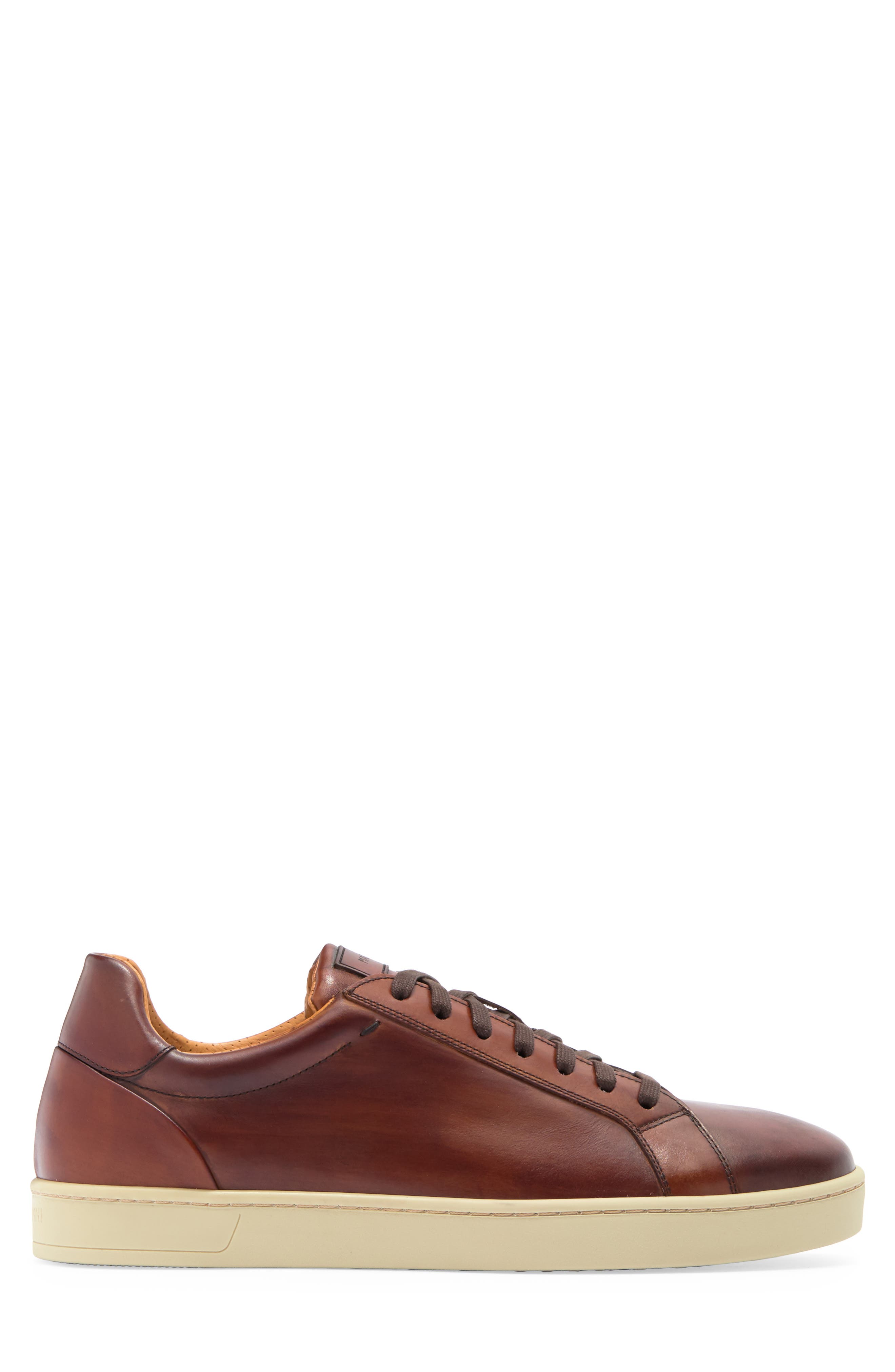 Leather Sneaker, Alternate, color, MID BROWN