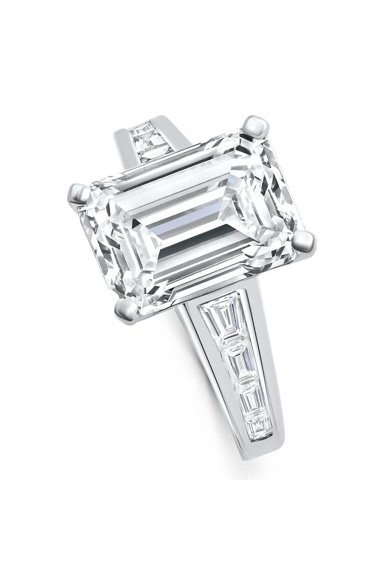Certified 4 1/2Ct Emerald Diamond Baguette Engagement Ring 14k Gold Lab Grown, Alternate, color, 14k White Gold
