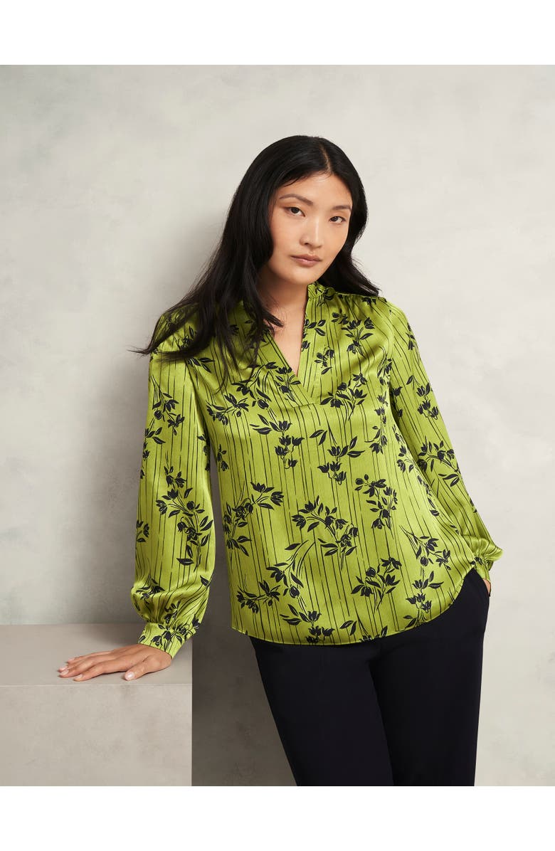 HOBBS LONDON Fara Blouse, Main, color, Green Navy