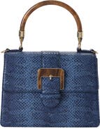 Brahmin Small Hallie Snakeskin Embossed Leather Top Handle Bag