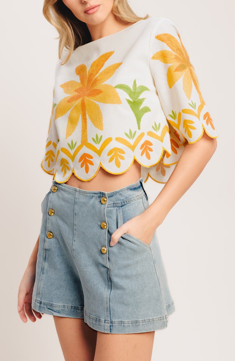 FLYING TOMATO Printed Crop Top, Alternate, color, Ivory
