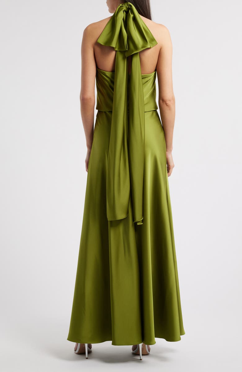 HALSTON Wynn Halter Charmeuse Gown, Alternate, color, 