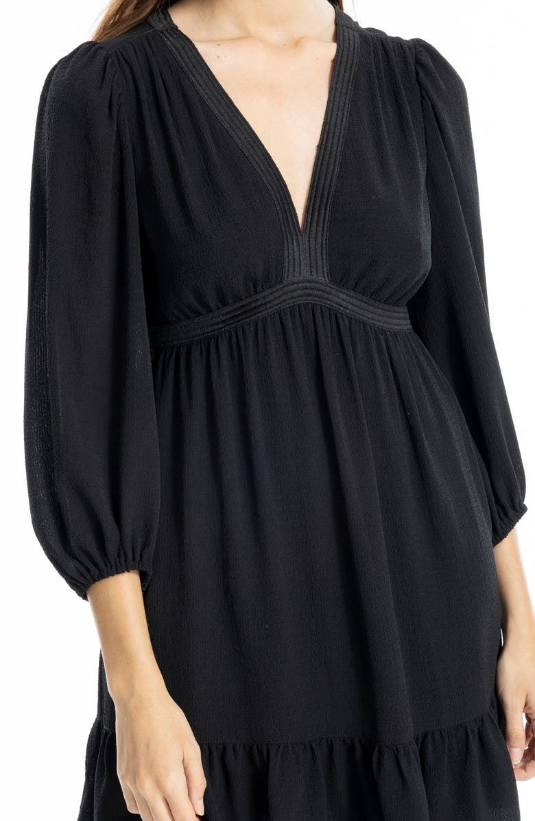 MAX STUDIO V-Neck Three-Quarter Sleeve Minidress, Alternate, color, Black