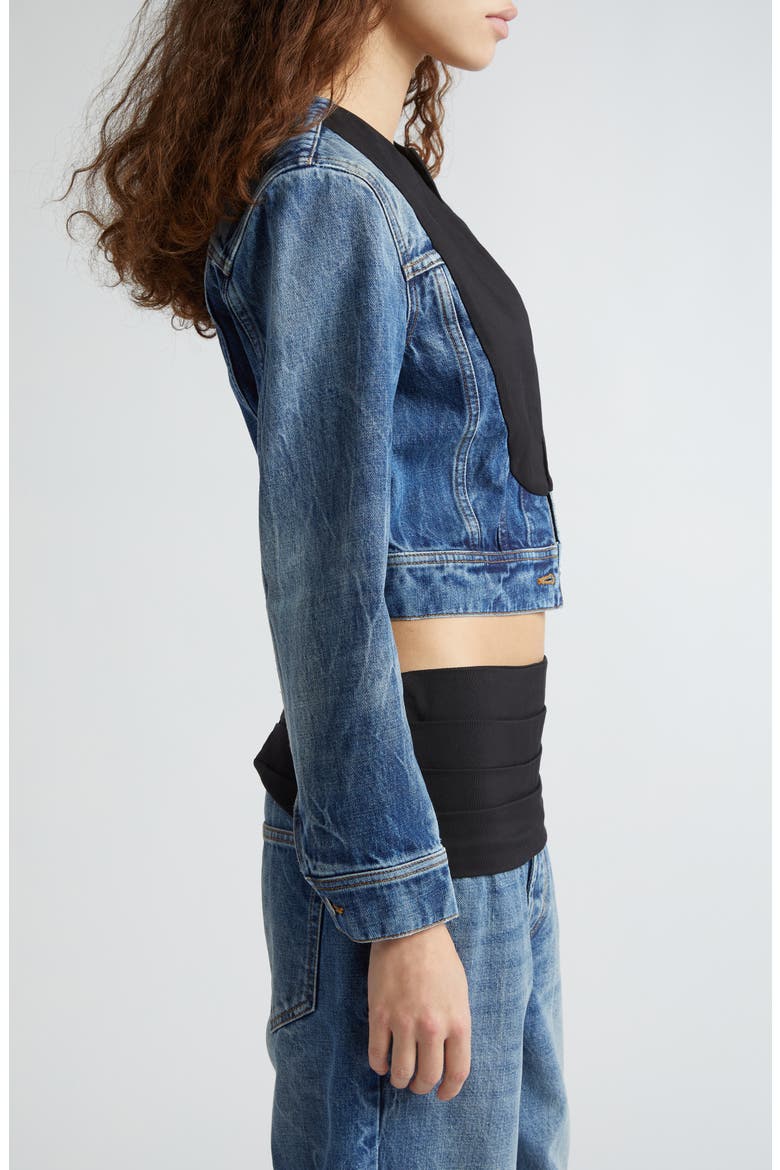 Tuxedo Panel Denim Jacket, Alternate, color, 4156 - BLUE AND TUXEDO