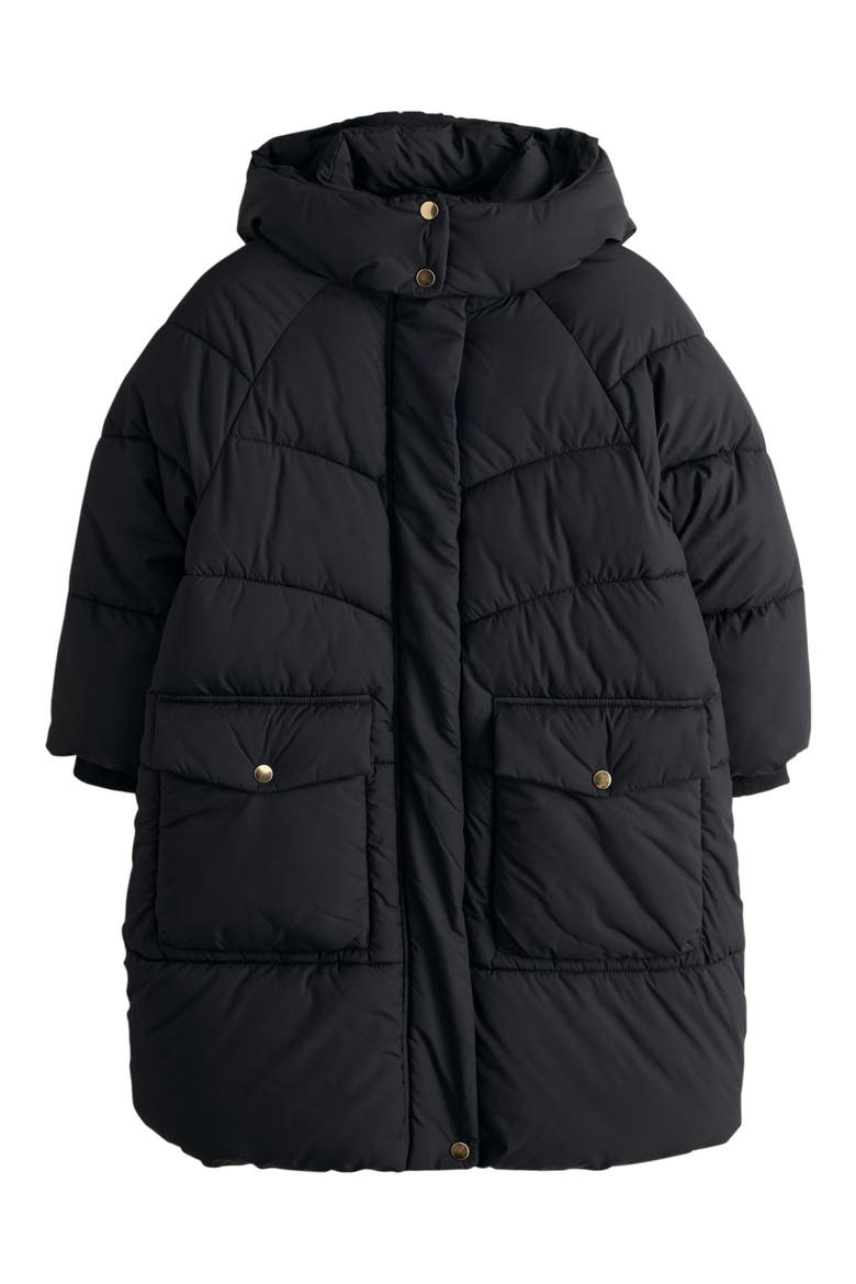 Kids' Padded Longline Puffer Coat, Main, color, BLACK