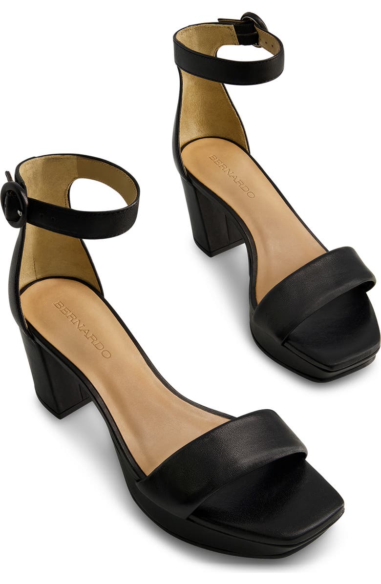 Bernardo Footwear Carla Square Toed Ankle Strap Sandal, Alternate, color, Black Antique Calf