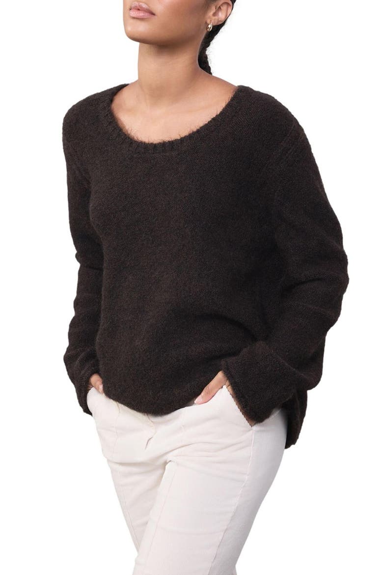 Scoop Neck Sweater, Main, color, BROWN