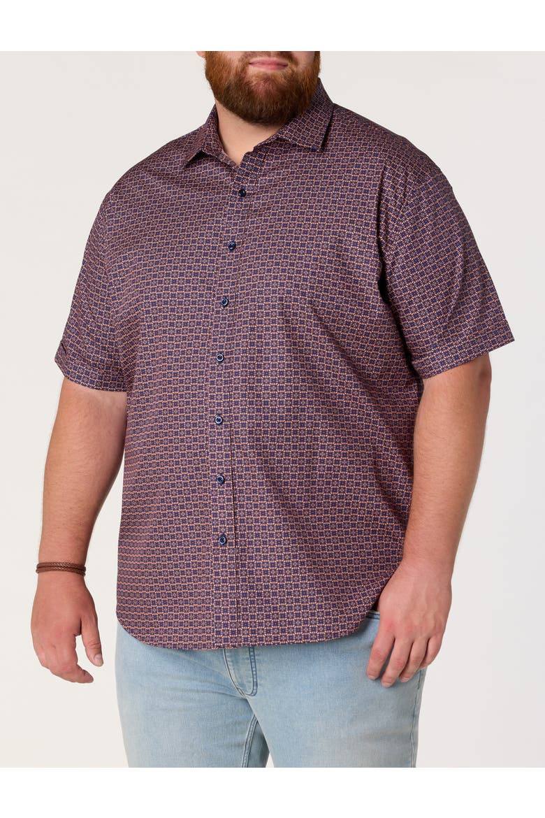 Big & Tall Geometric Dot Print Sport Shirt, Main, color, NAVY