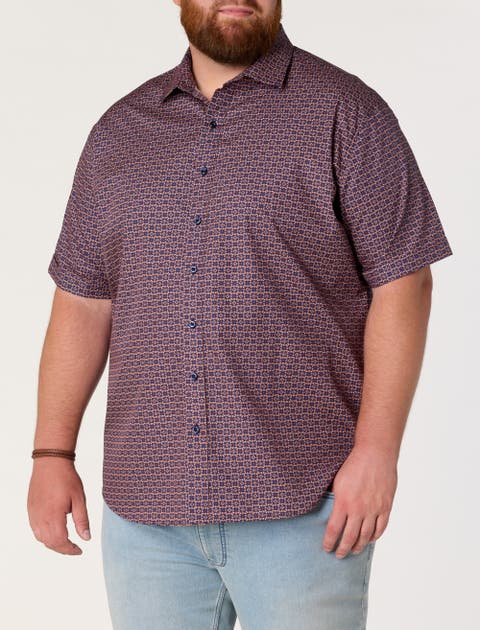 Big & Tall Geometric Dot Print Sport Shirt