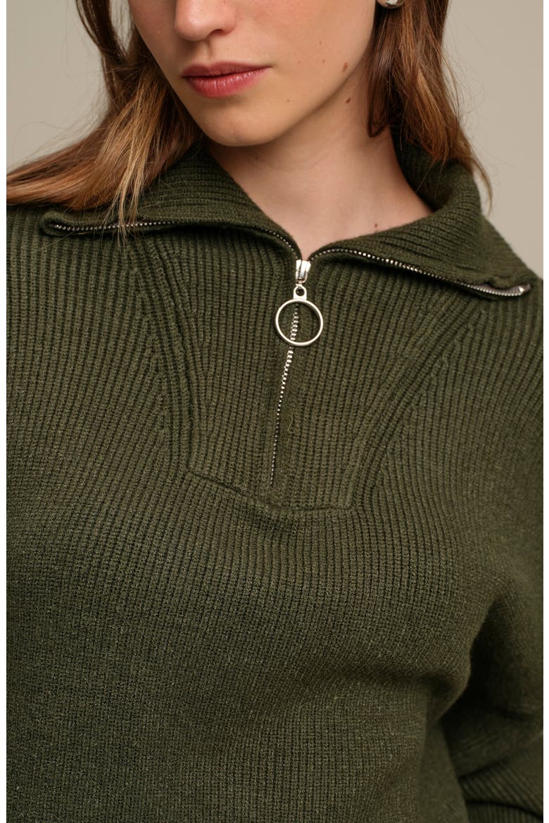 Spencer Half Zip Sweater, Alternate, color, ARMY