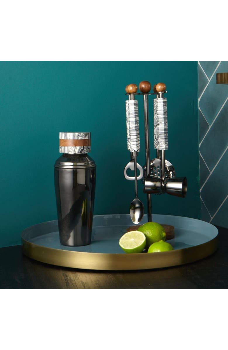 Be Home Zebra Marble and Wood Onyx Hanging Bar Set, Alternate, color, Natural