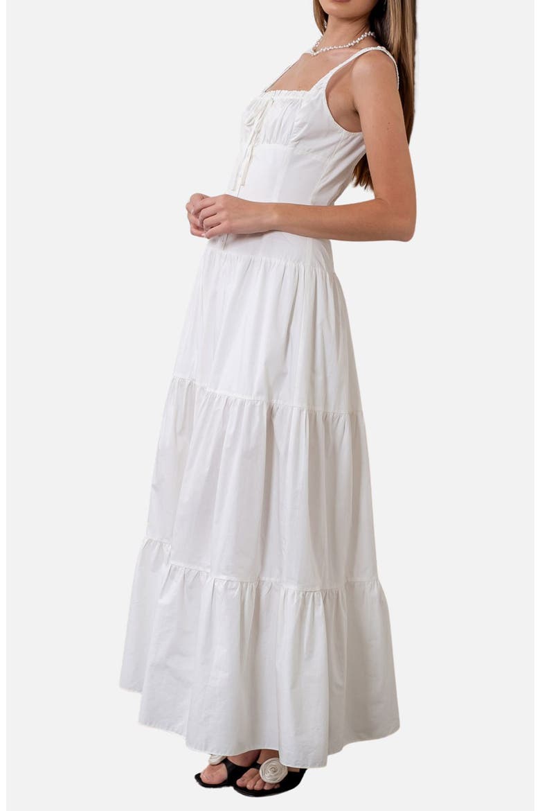 Sleeveless Tiered Cotton Midi Sundress, Alternate, color, WHITE