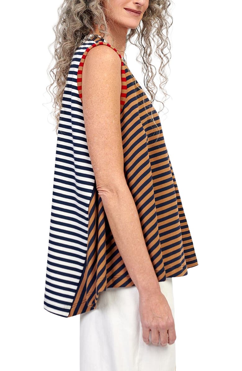 Alembika Mixed stripes sleeveless top with asymmetric hem, Alternate, color,