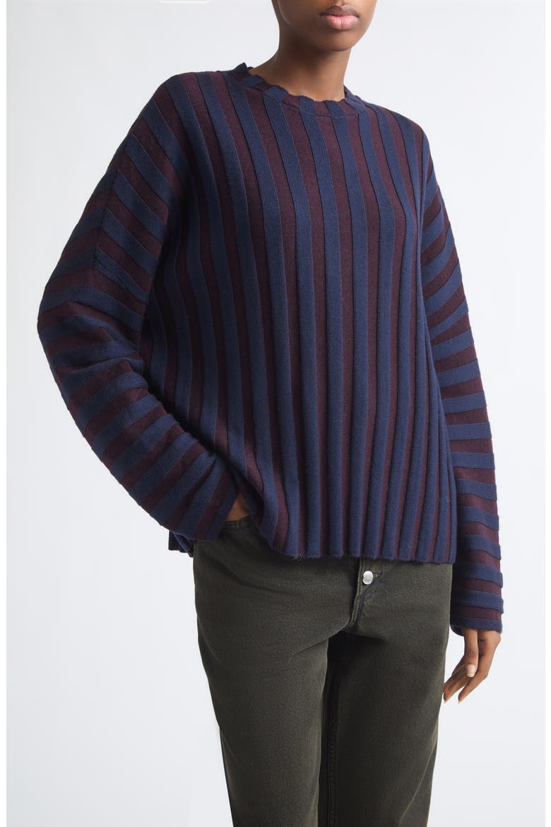 Keyboard Stripe Merino Wool Sweater, Main, color, PORT