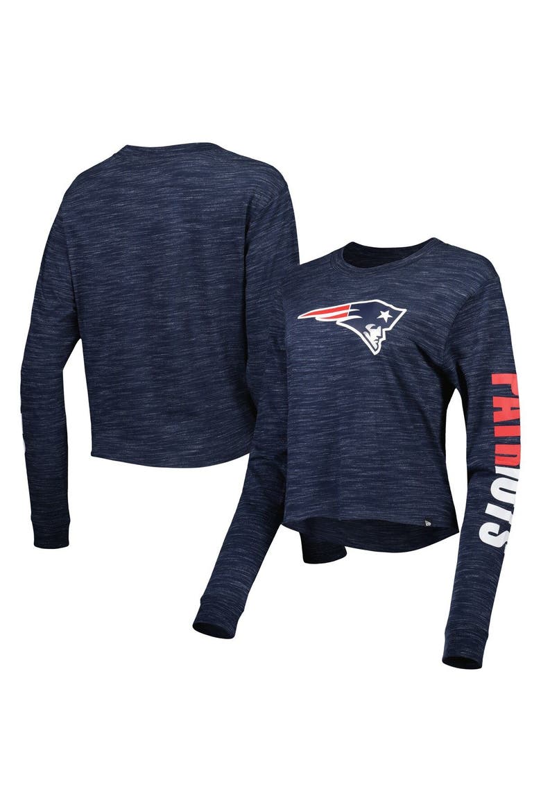 Women's New Era Navy New England Patriots Crop Long Sleeve T-Shirt, Main, color, Navy
