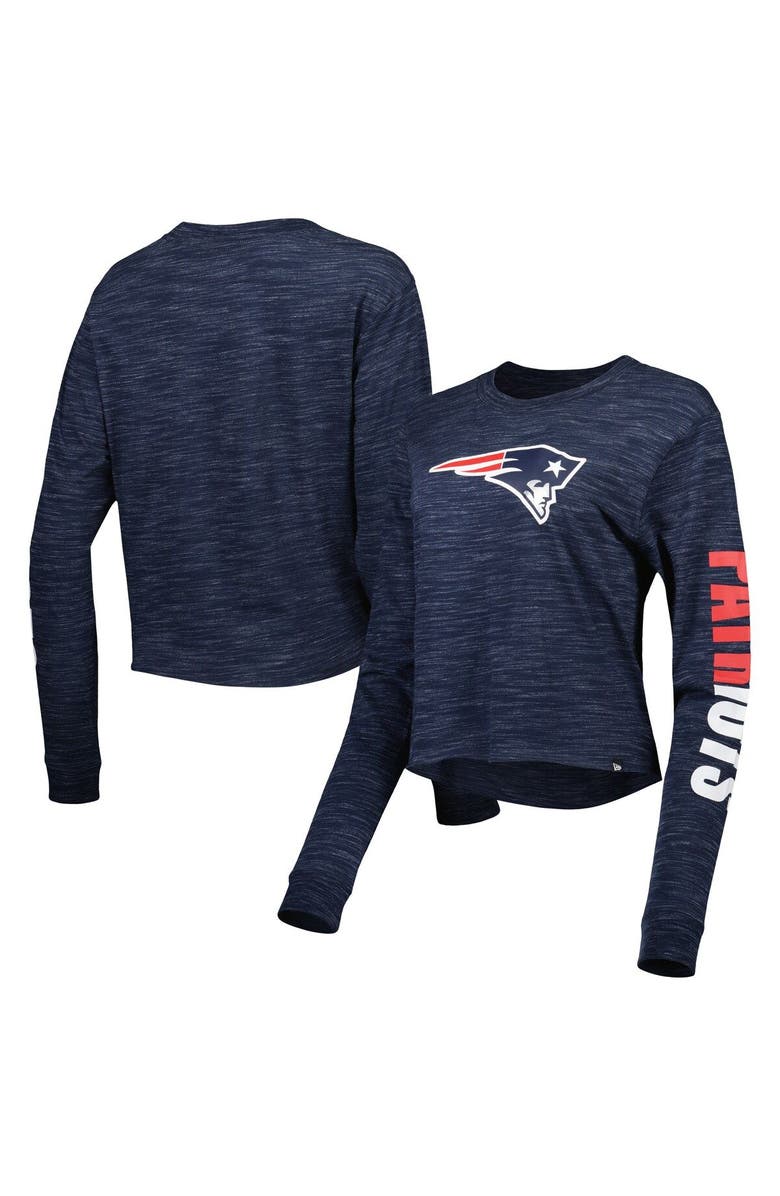 New Era Women's New Era Navy New England Patriots Crop Long Sleeve T-Shirt, Main, color, 