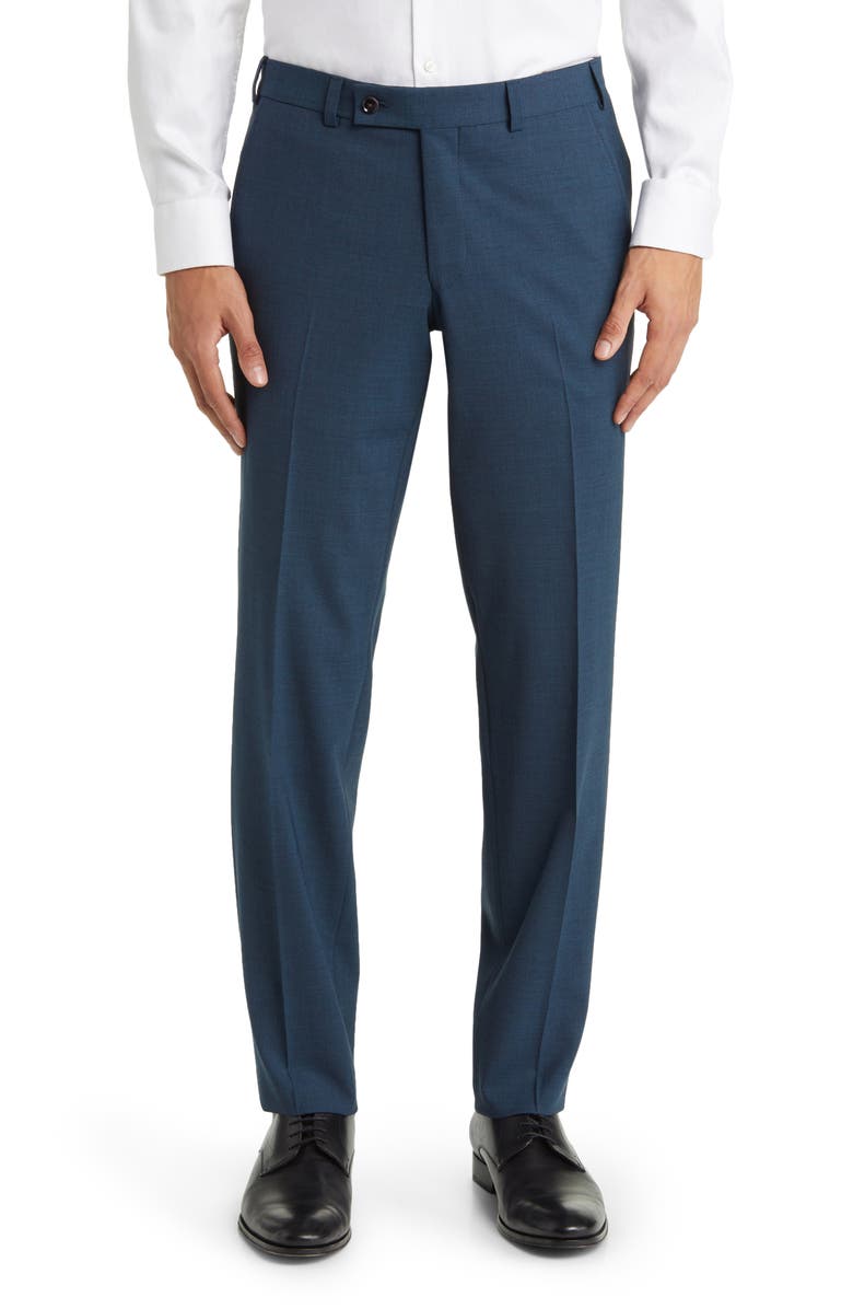 Ted Baker London Jerome Soft Constructed Stretch Wool Dress Pants, Main, color, Teal
