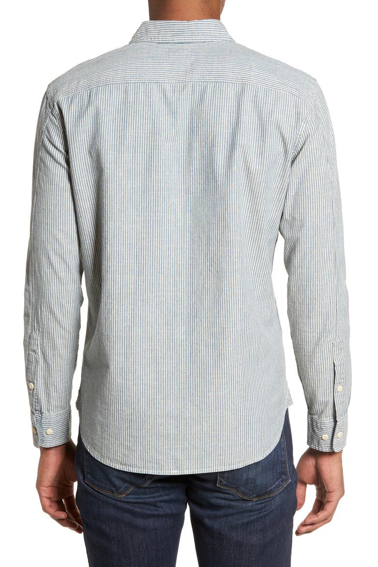 Nelson Slim Fit Stripe Sport Shirt, Alternate, color, INDIGO/ WHITE STRIPE
