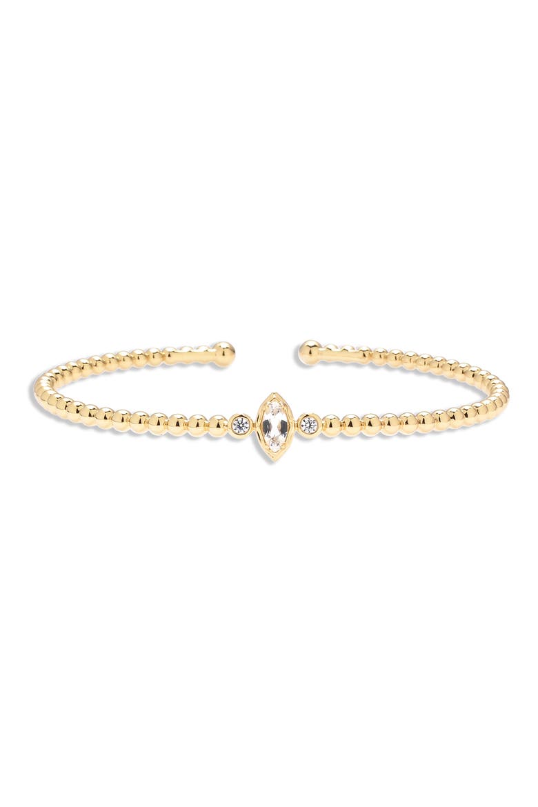 Sophia 14k Gold Plated Crystal Beaded Cuff Bracelet, Alternate, color, GOLD
