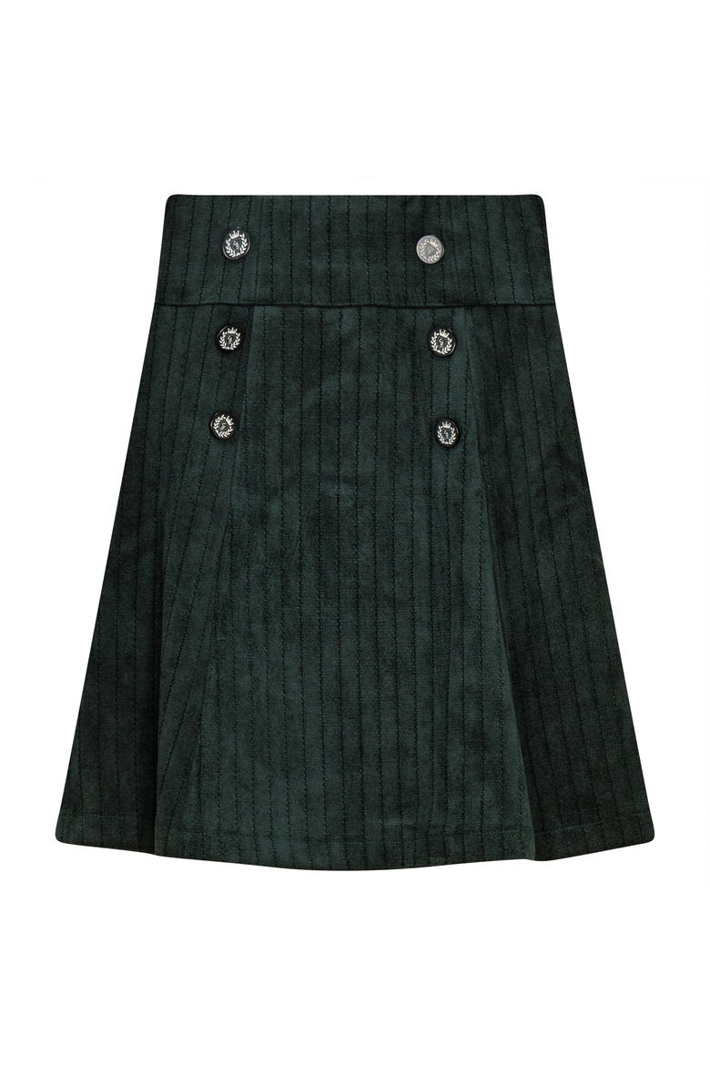Stripe Velour Invisible Side Zipper Skirt, Main, color, Forest Green