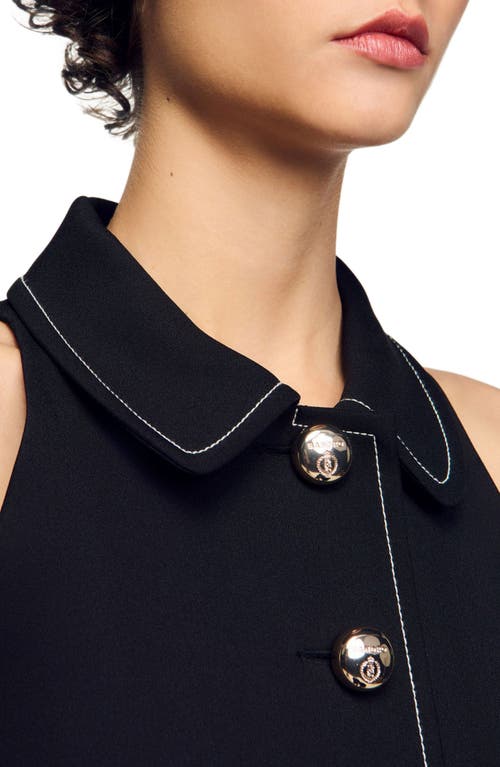 Sandro Peter Pan Collar Short Dress In Black