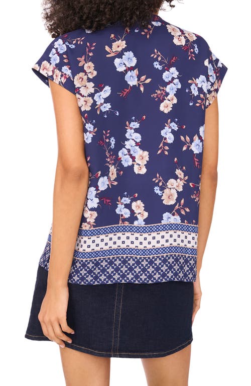 Vince Camuto Floral Print Top In Blue