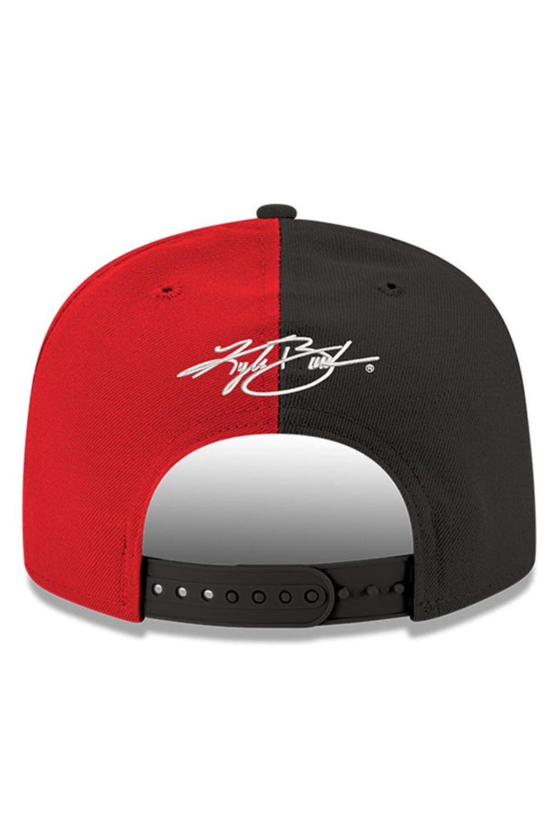 Men's New Era Black/Scarlet Kyle Busch 9FIFTY Split Snapback Adjustable Hat, Alternate, color, Black