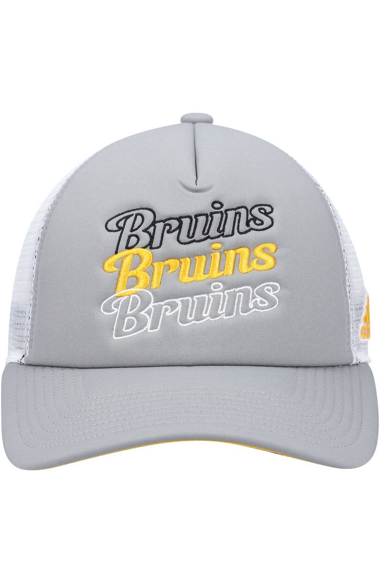adidas Women's adidas Gray/White Boston Bruins Foam Trucker Snapback Hat, Alternate, color, Gray
