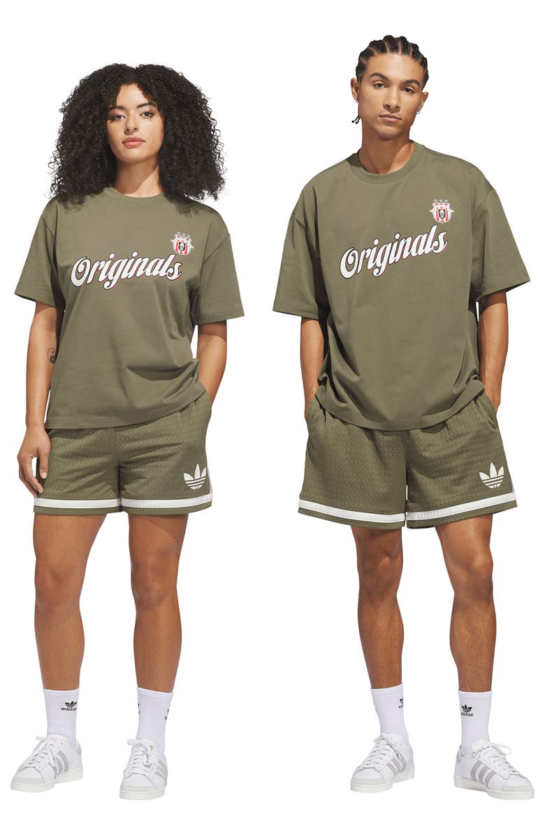 adidas Originals Mesh Basketball Shorts, Alternate, color, Olive Strata/ Ivory/