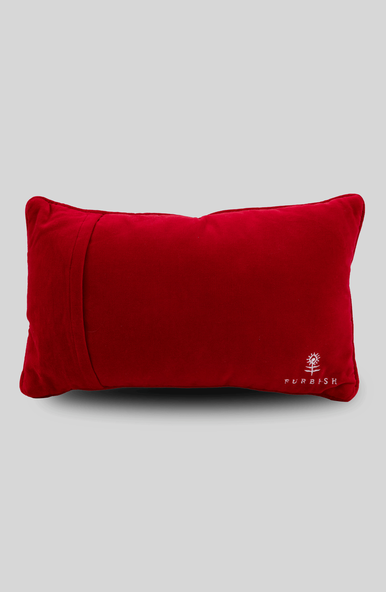 Furbish God Testing Me Needlepoint Pillow, Alternate, color, Red